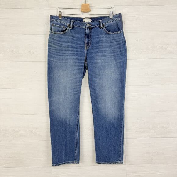 Hatch Maternity Boyfriend Jeans Size 30 Under Belly Indigo Straight Leg Cropped - Picture 1 of 14